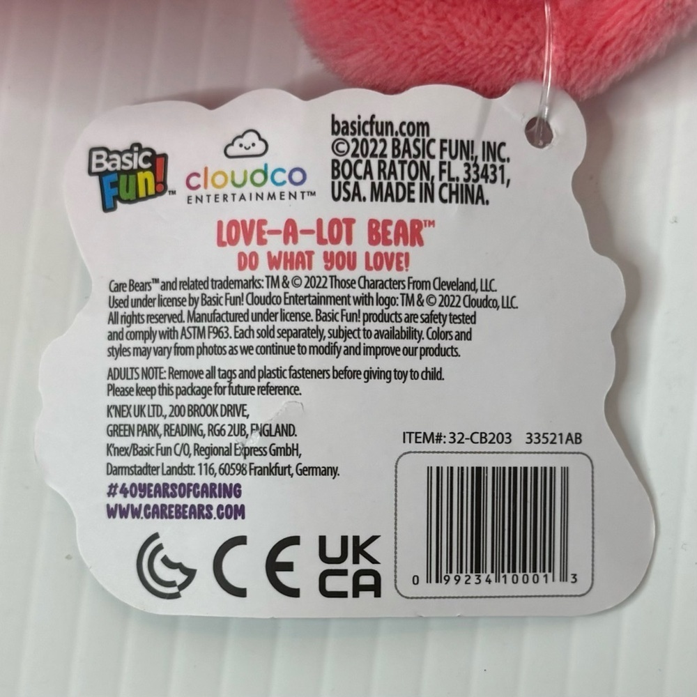 Care Bears Pink Plush Love A Lot Bear 10” Basic Fun 2022 New With Tags NWT Toy - Picture 8 of 9